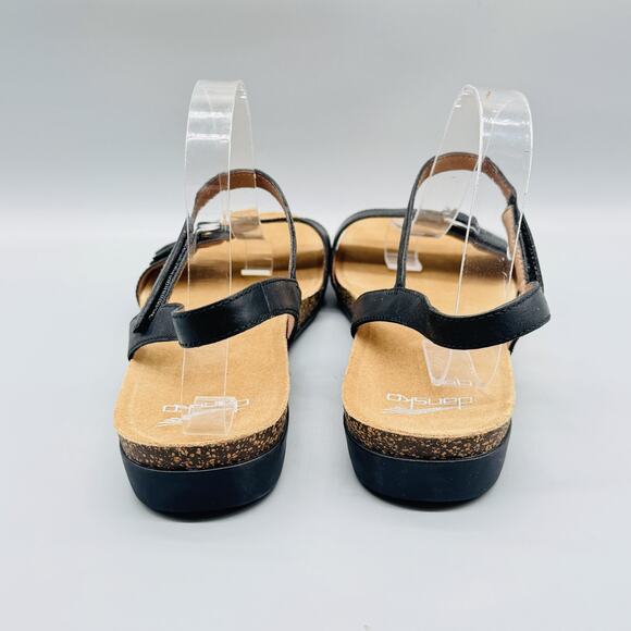 Dansko Sandals Womens 11.5 Black Leather Slingback Low Wedge Buckle Comfort - Picture 7 of 13